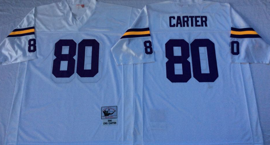 Men NFL Minnesota Vikings 80 Carter white Mitchell Ness jerseys